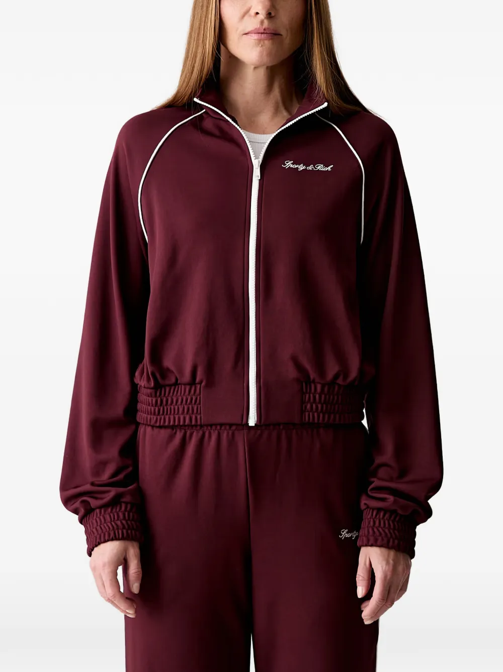 Sporty & Rich logo-embroidered piped track jacket