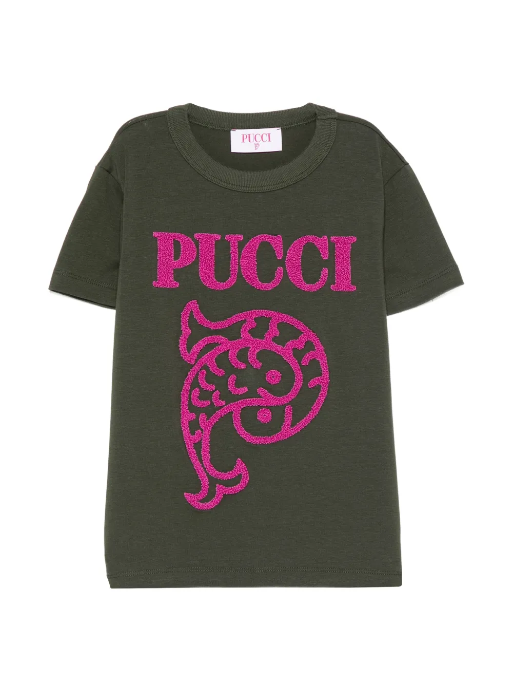 PUCCI Junior logo-embroidered T-shirt - Verde