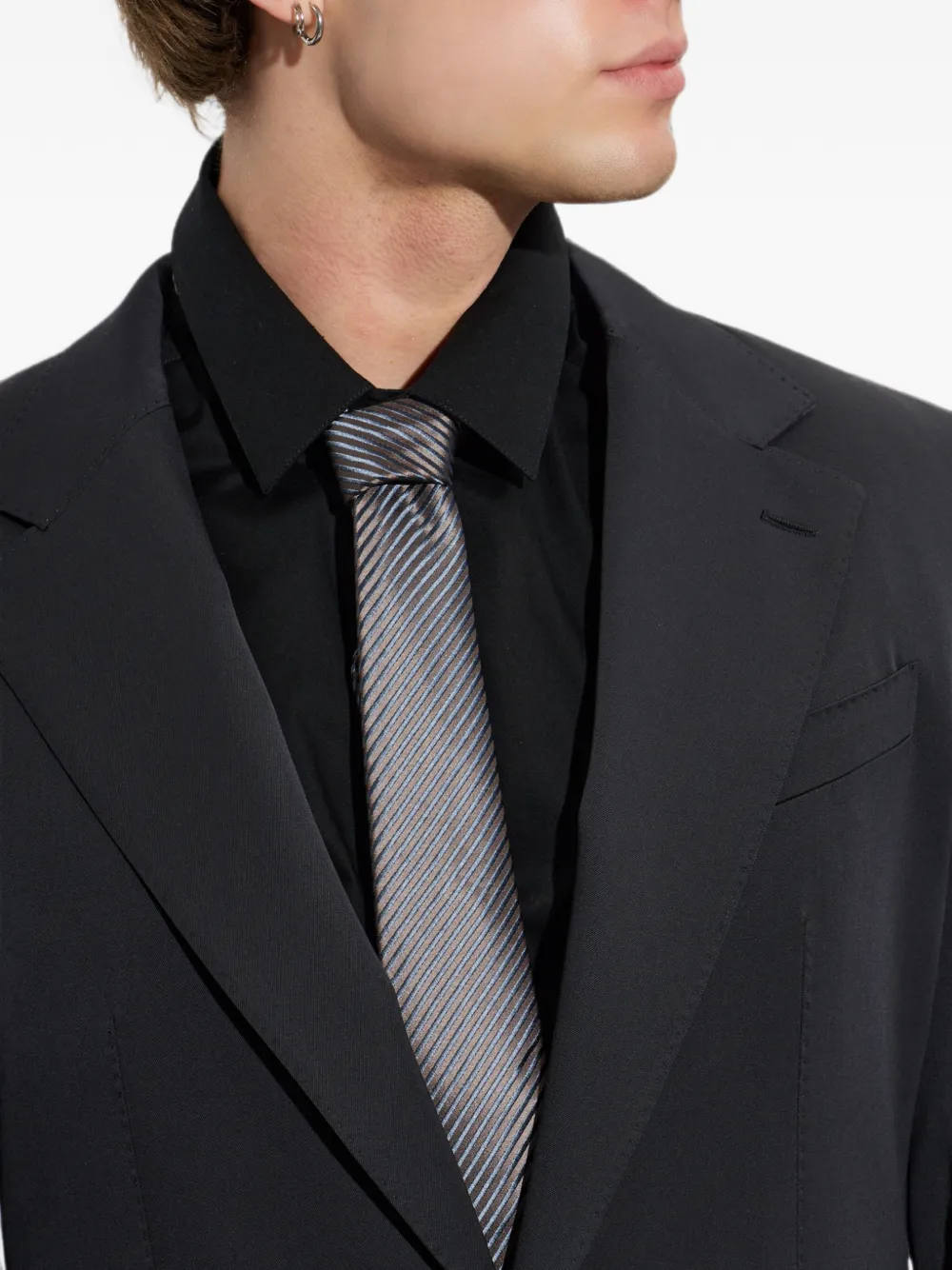 Giorgio Armani Gestreepte zijden stropdas Bruin