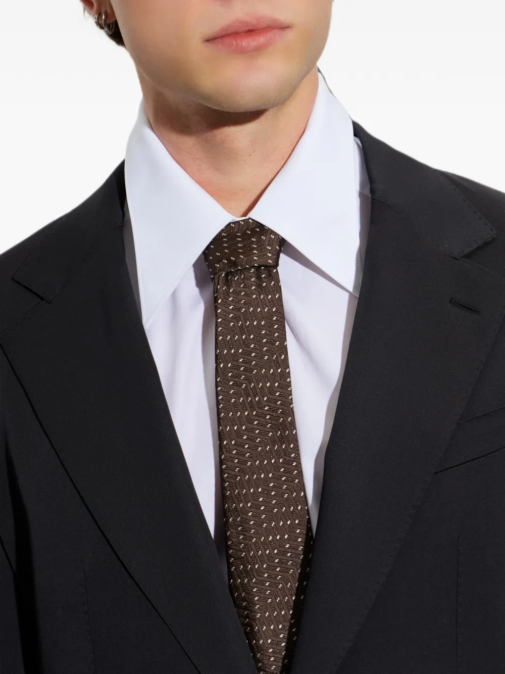 Giorgio Armani Patterned Pointed Tie In Brown