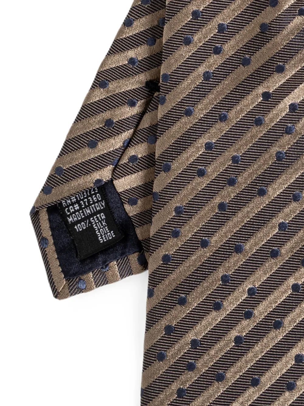 Giorgio Armani Gestreepte stropdas met stippen Beige
