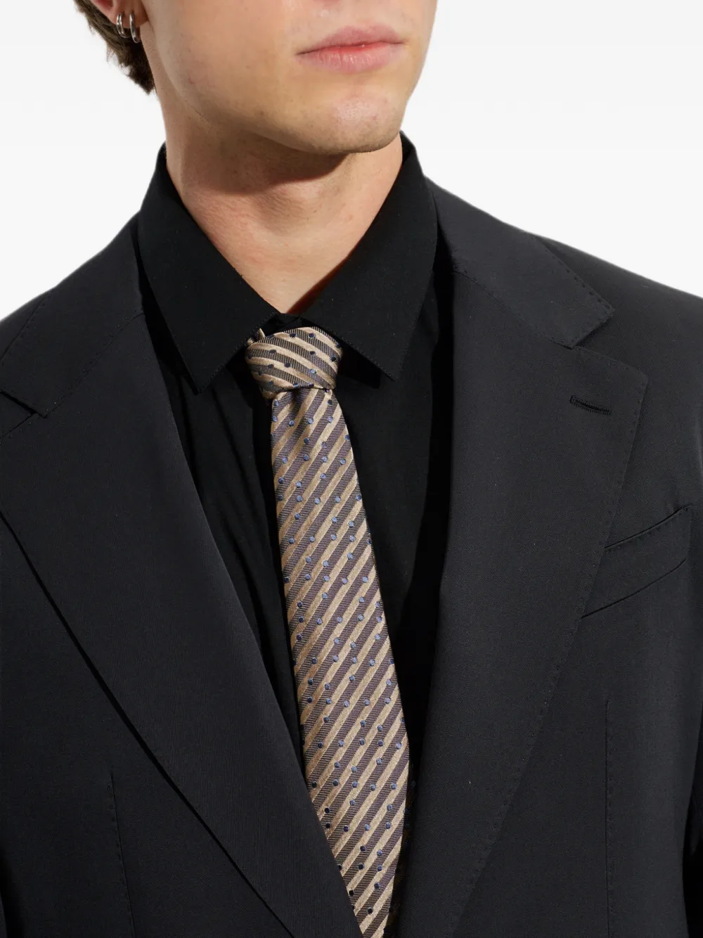Giorgio Armani Gestreepte stropdas met stippen Beige