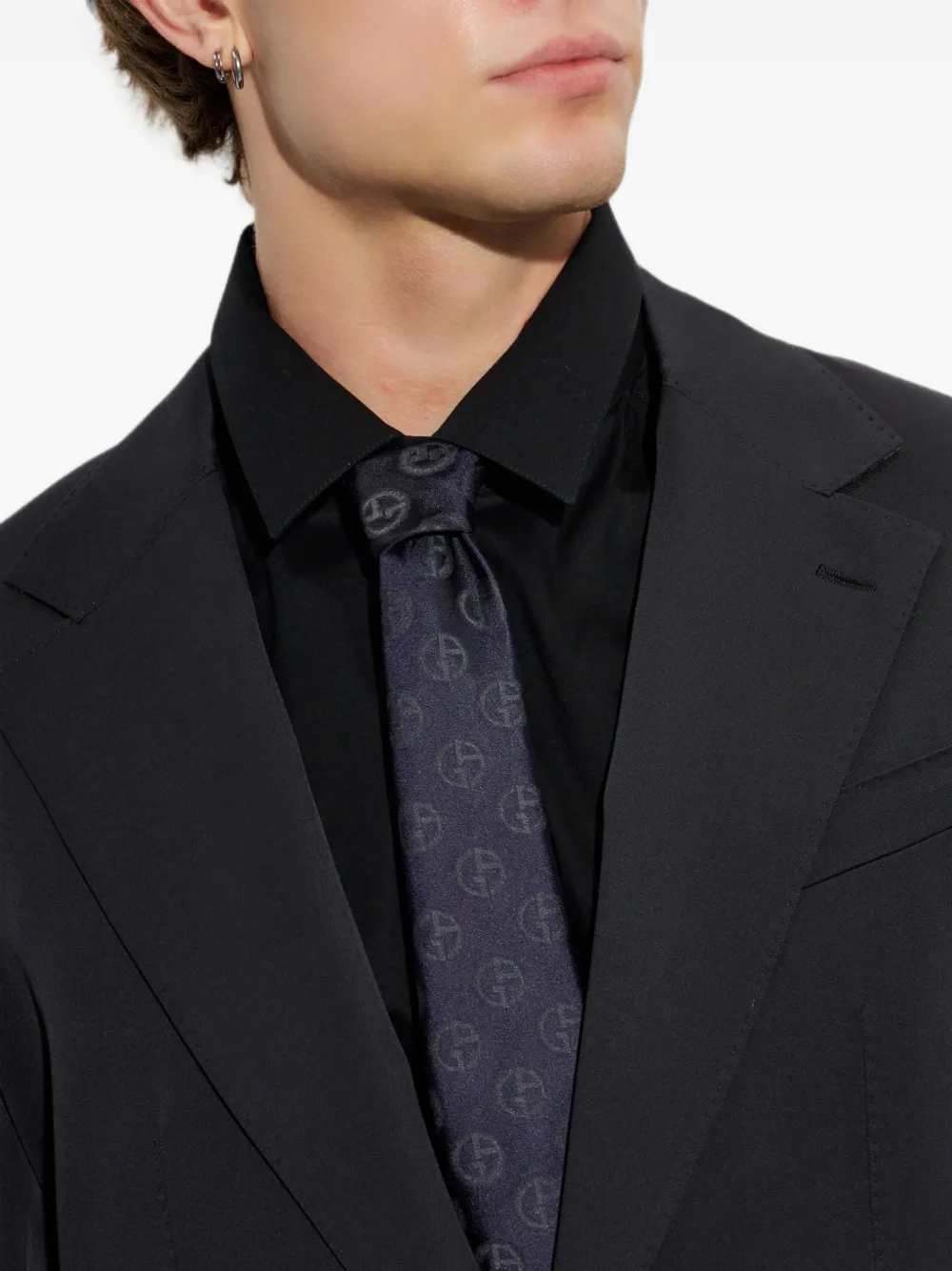 Giorgio Armani Stropdas met logo-jacquard Blauw