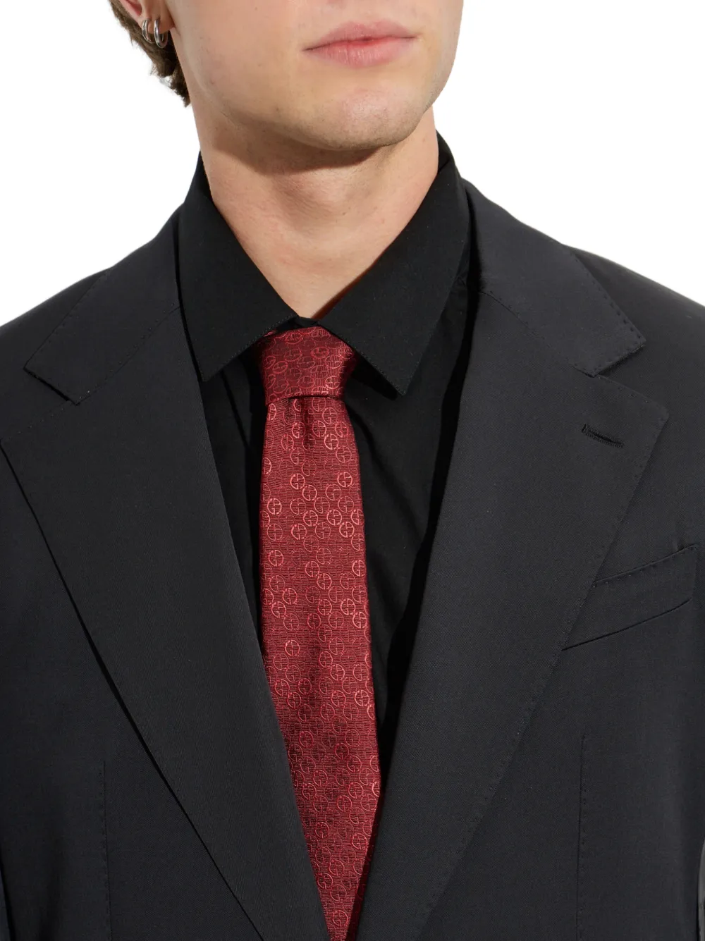 Giorgio Armani Stropdas met logo-jacquard Rood
