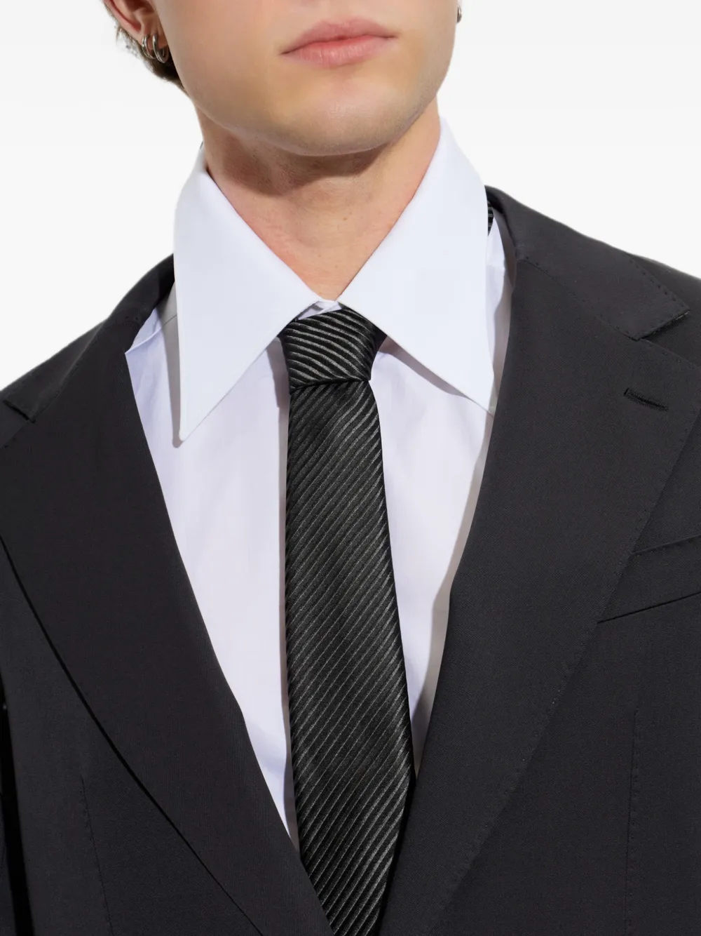Giorgio Armani Gestreepte stropdas Zwart