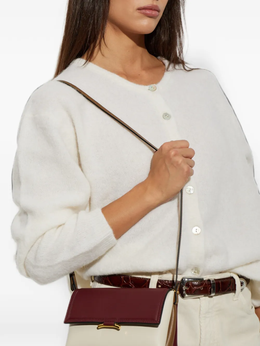 Wandler Ida Trio leren schoudertas Rood