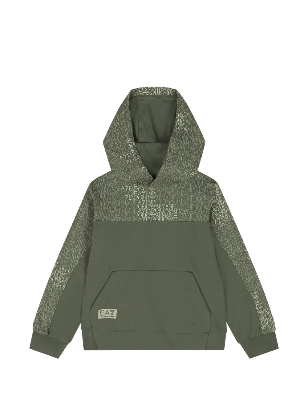 Ea7 Emporio Armani logo-print pouch-pocket cotton hoodie - Verde