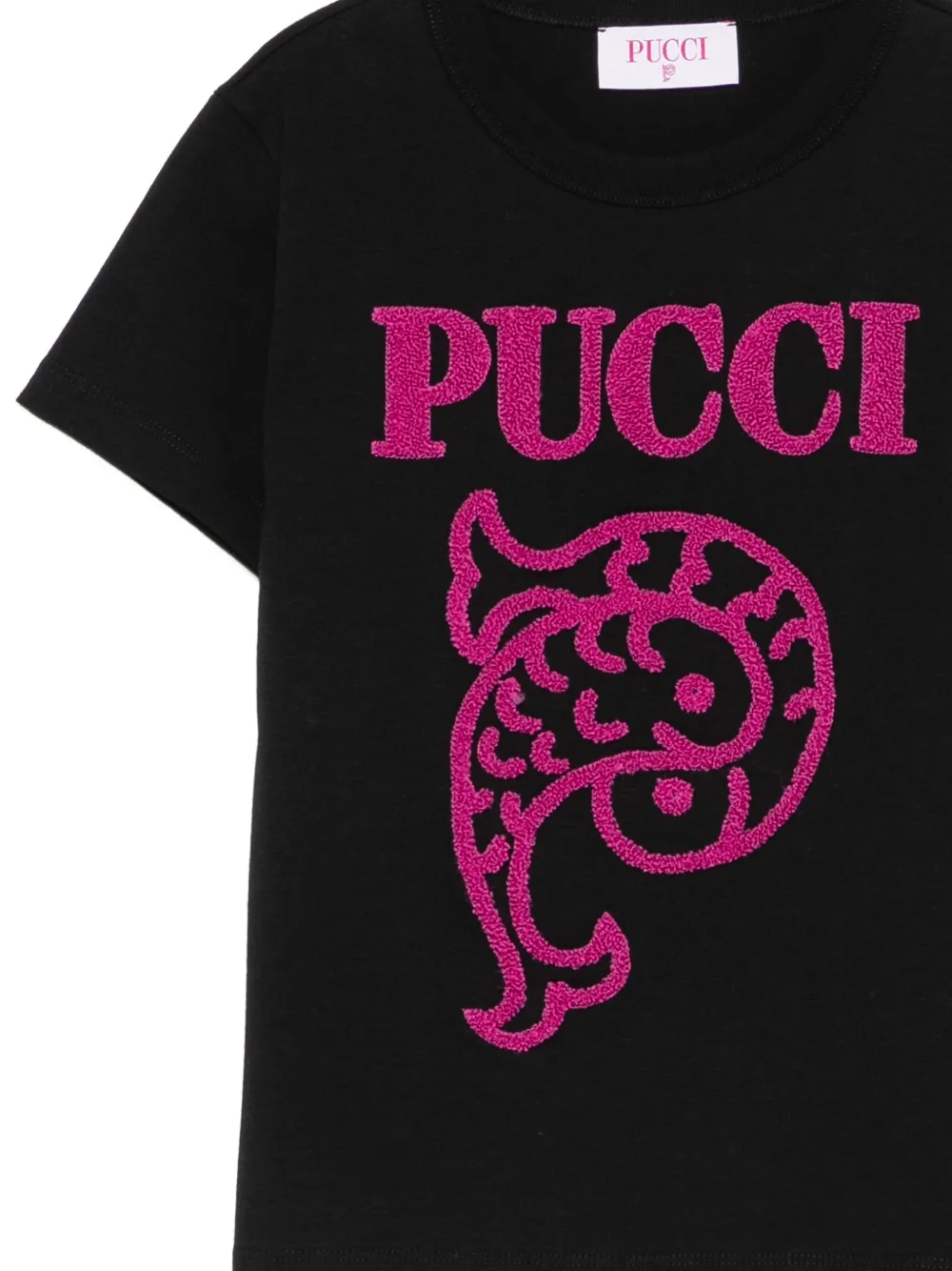 PUCCI Junior T-shirt met geborduurd logo Zwart