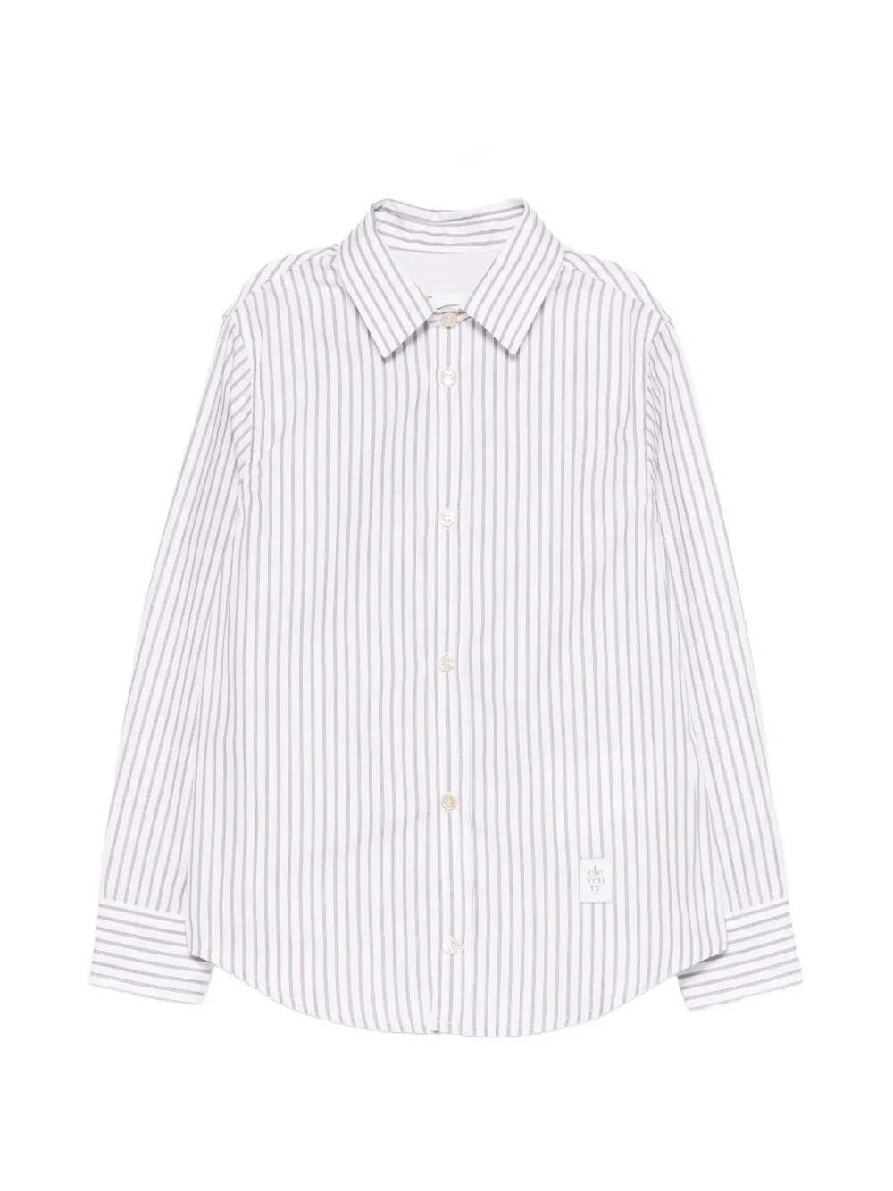 Eleventy Kids stripe-pattern long-sleeve shirt - Bianco