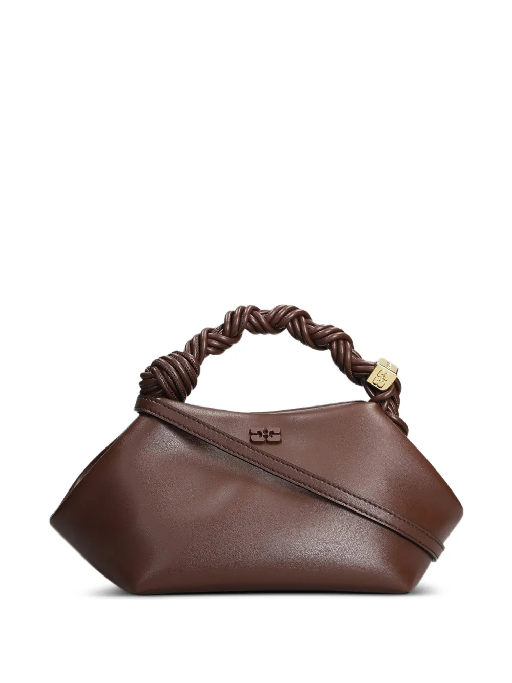 GANNI small Bou leather tote bag - Marrone