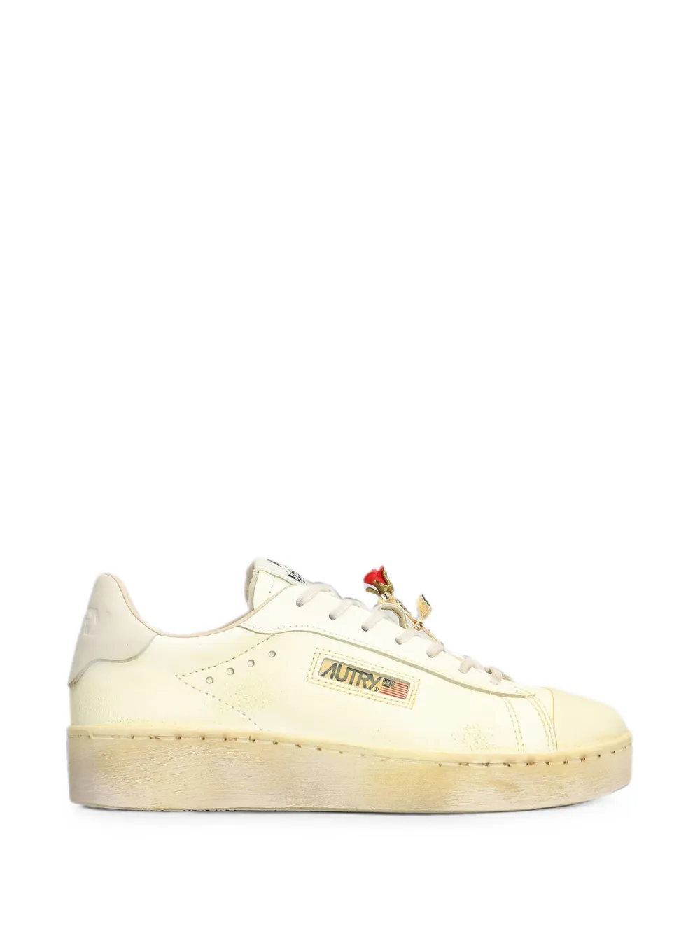 Autry Dallas Vint Low rose-brooch sneakers Beige