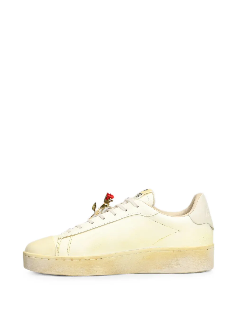 Autry Dallas Vint Low rose-brooch sneakers Beige