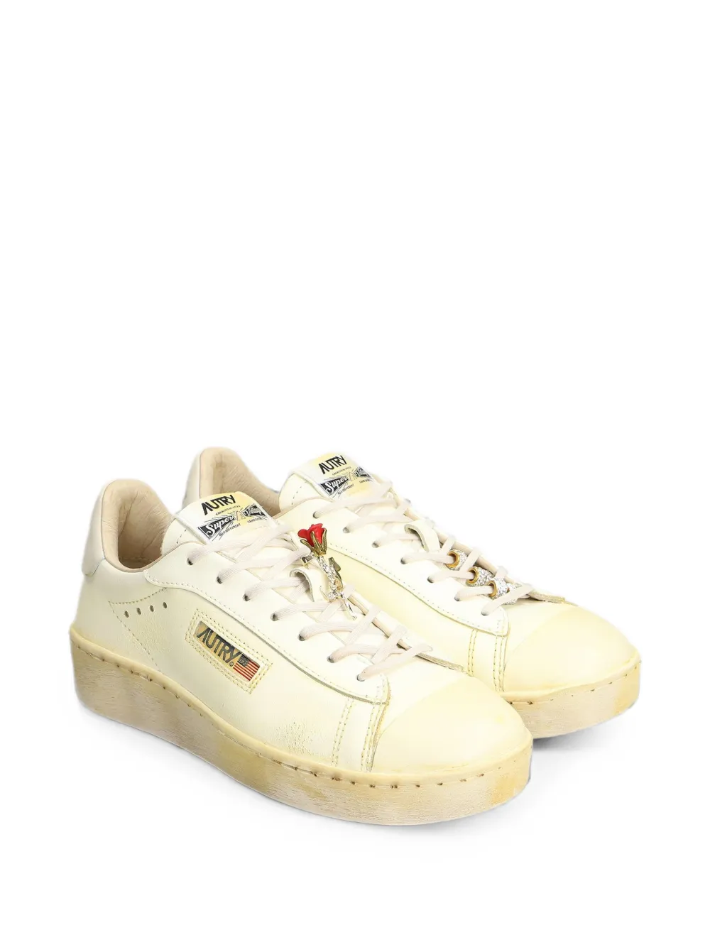 Autry Dallas Vint Low rose-brooch sneakers Beige