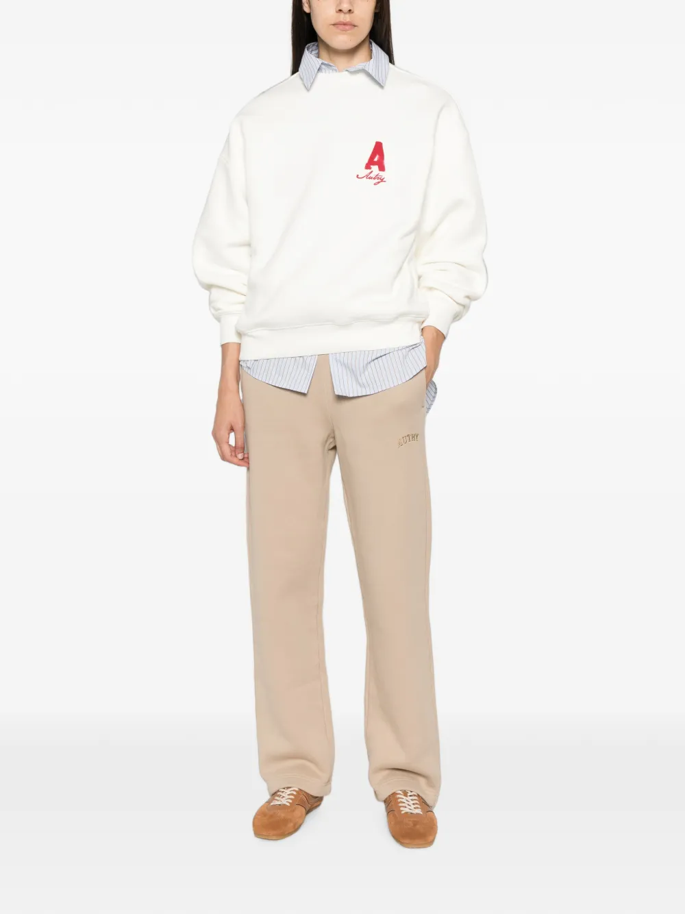Autry Trainingsbroek met geborduurd logo Beige