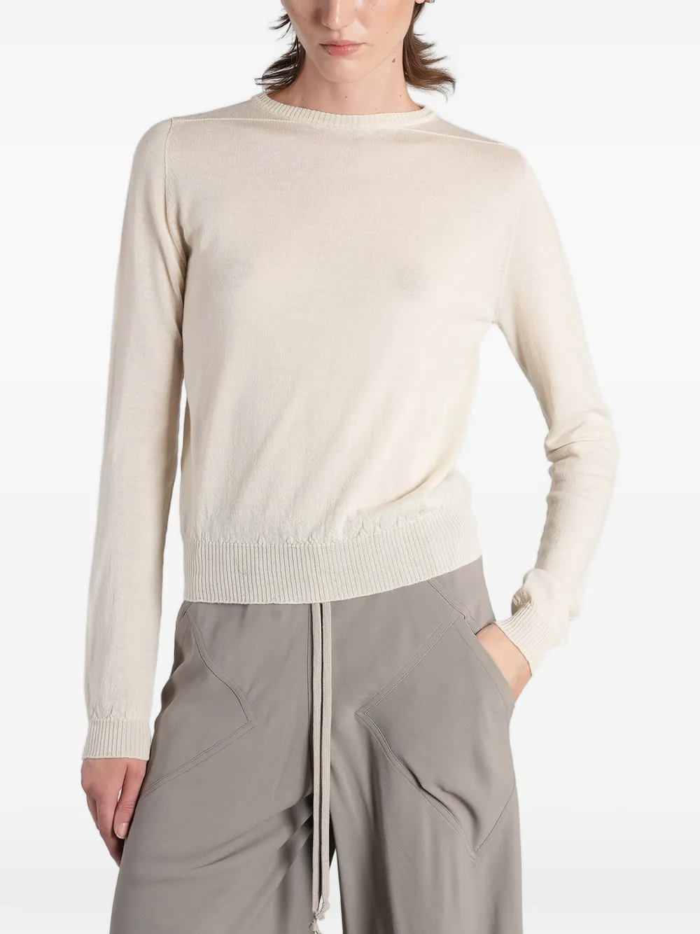 Rick Owens Ribbed-trim Sweater In Neutral
