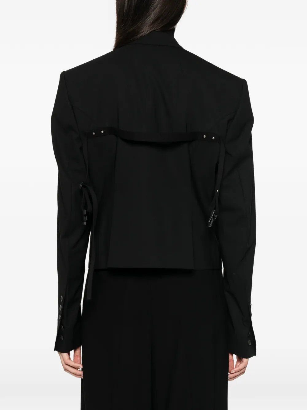 Rick Owens buckle-strap cropped blazer Zwart
