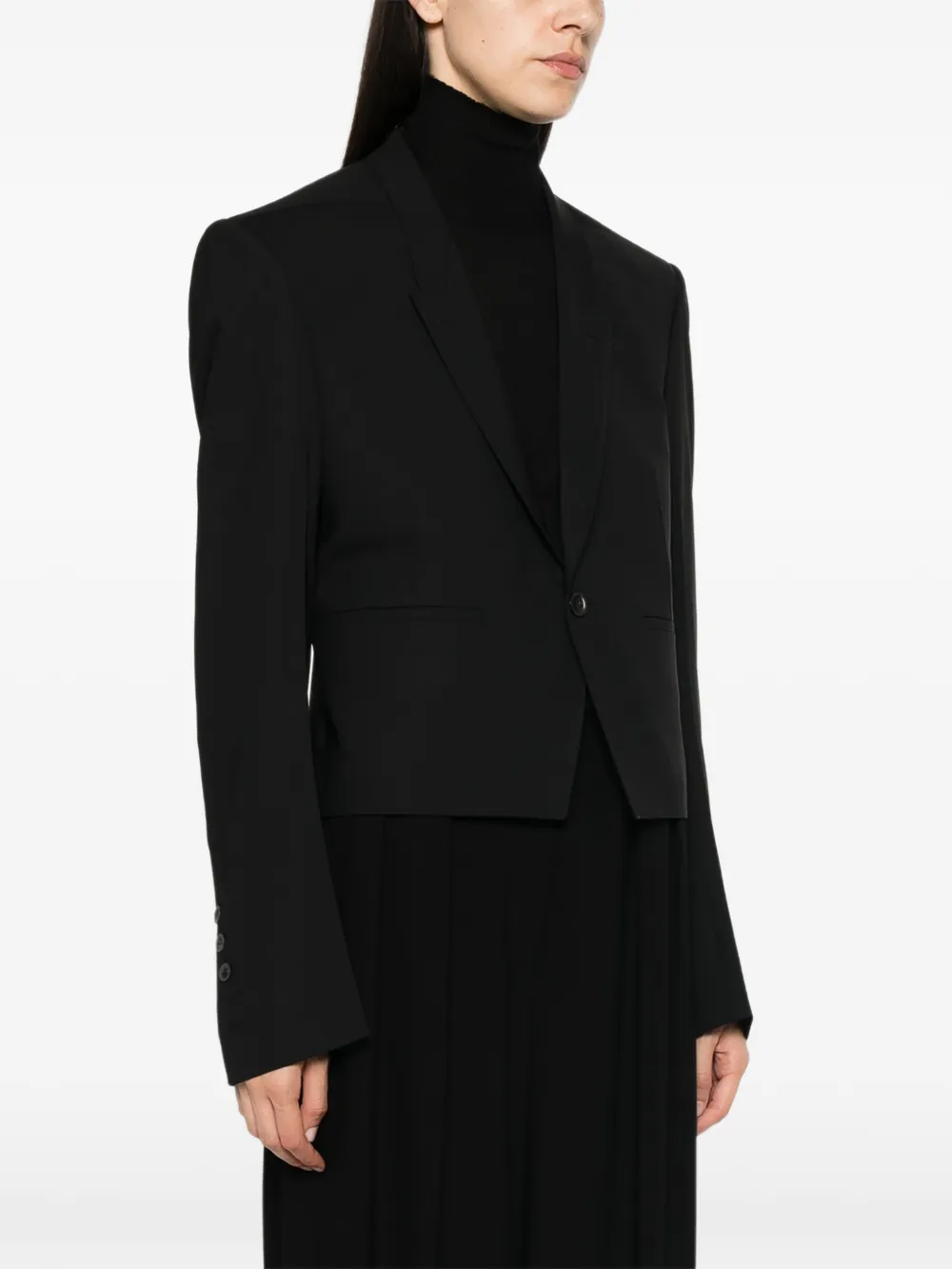 Rick Owens buckle-strap cropped blazer Zwart