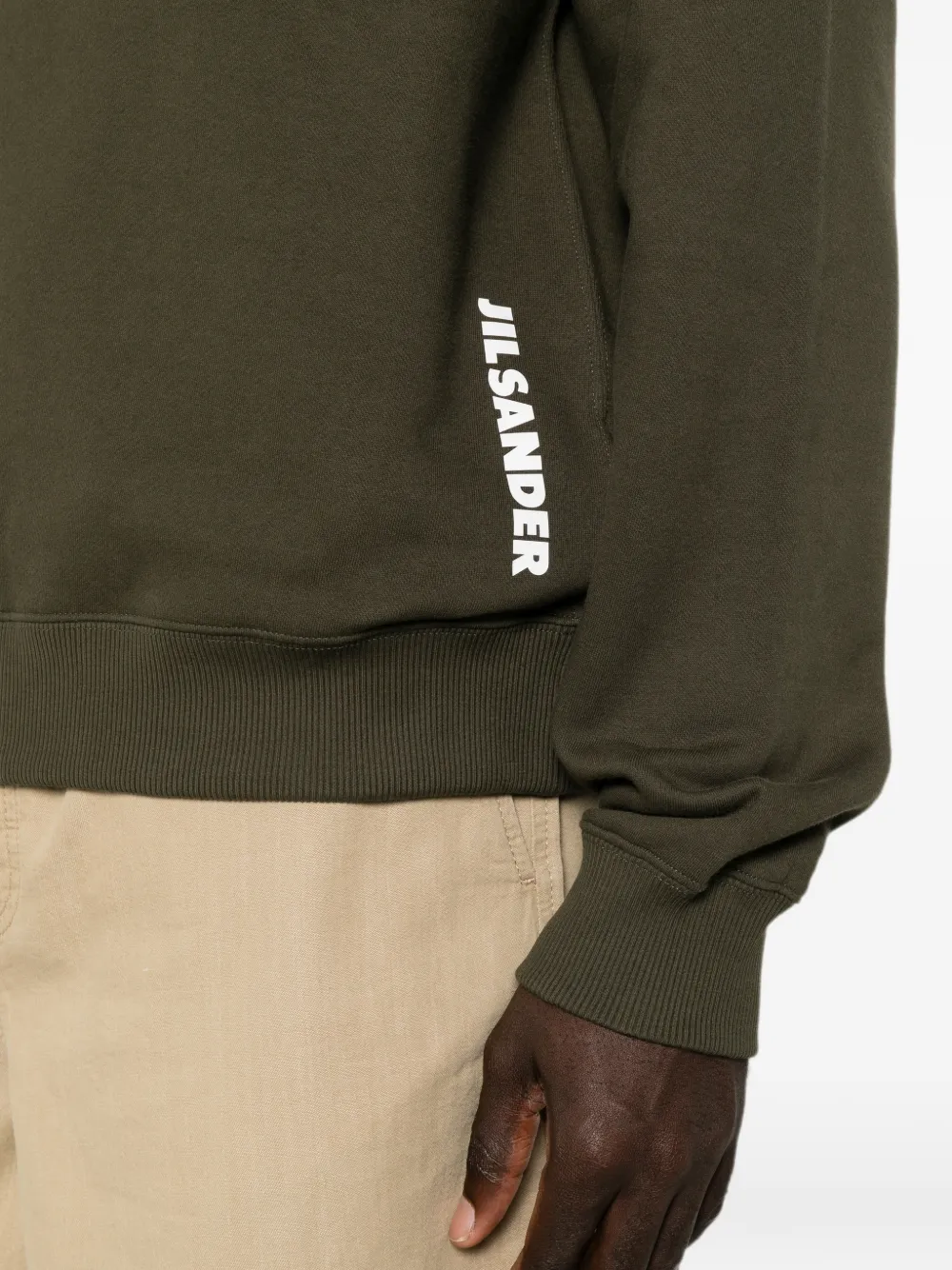 Jil Sander Hoodie met logoprint en trekkoord Groen