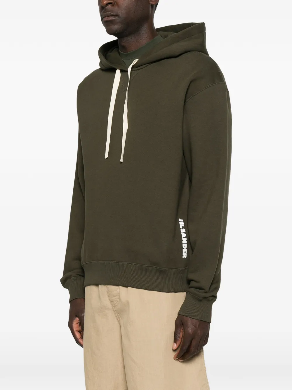 Jil Sander Hoodie met logoprint en trekkoord Groen