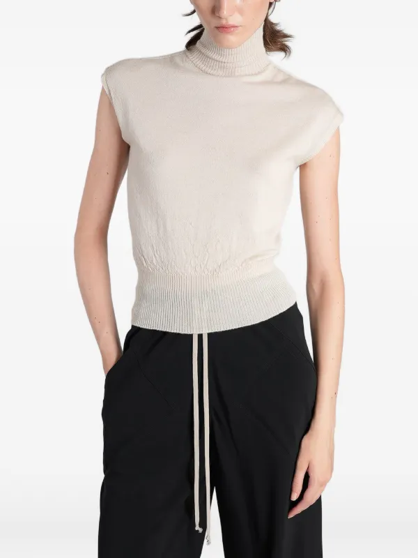 Rick Owens Ribbed Roll-neck Sweater in Neutrals
