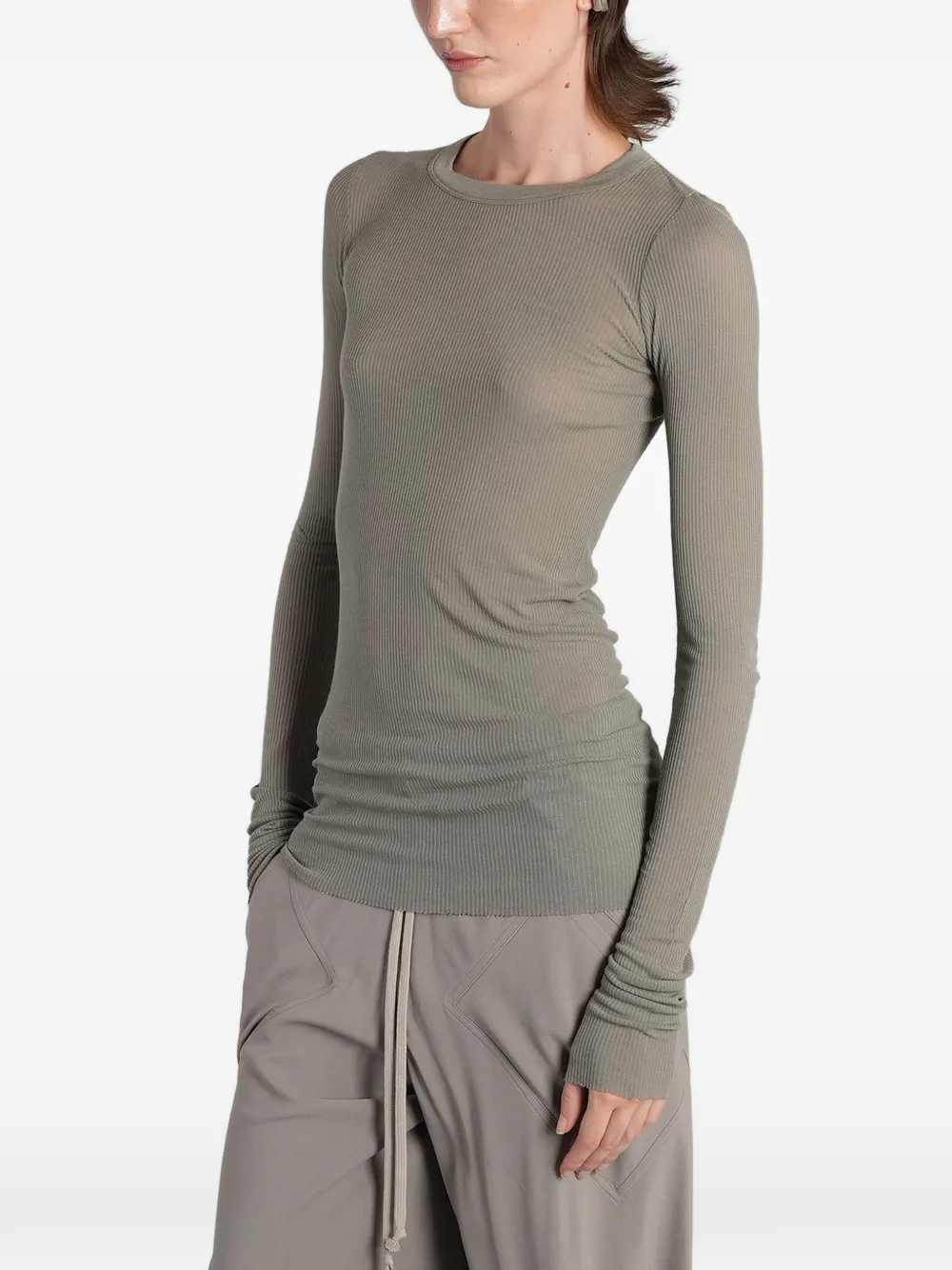 Rick Owens Geribbelde trui met lange mouwen Grijs