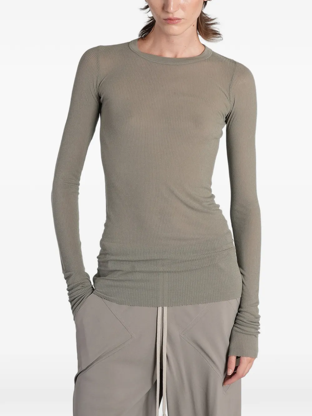 Rick Owens ribbed long-sleeve sweater - Grigio