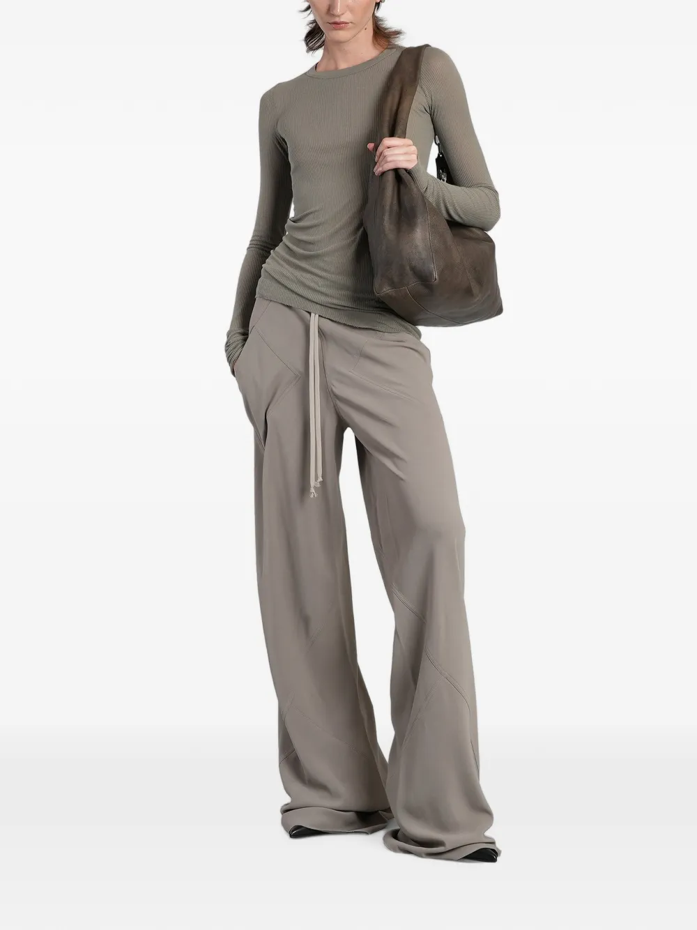 Rick Owens Geribbelde trui met lange mouwen Grijs