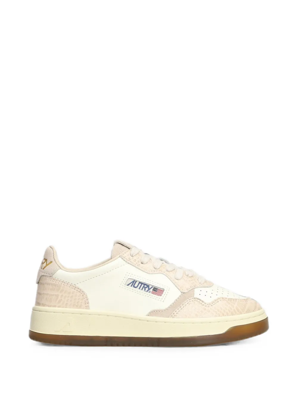 Autry Medalist crocodile-effect sneakers - Nude
