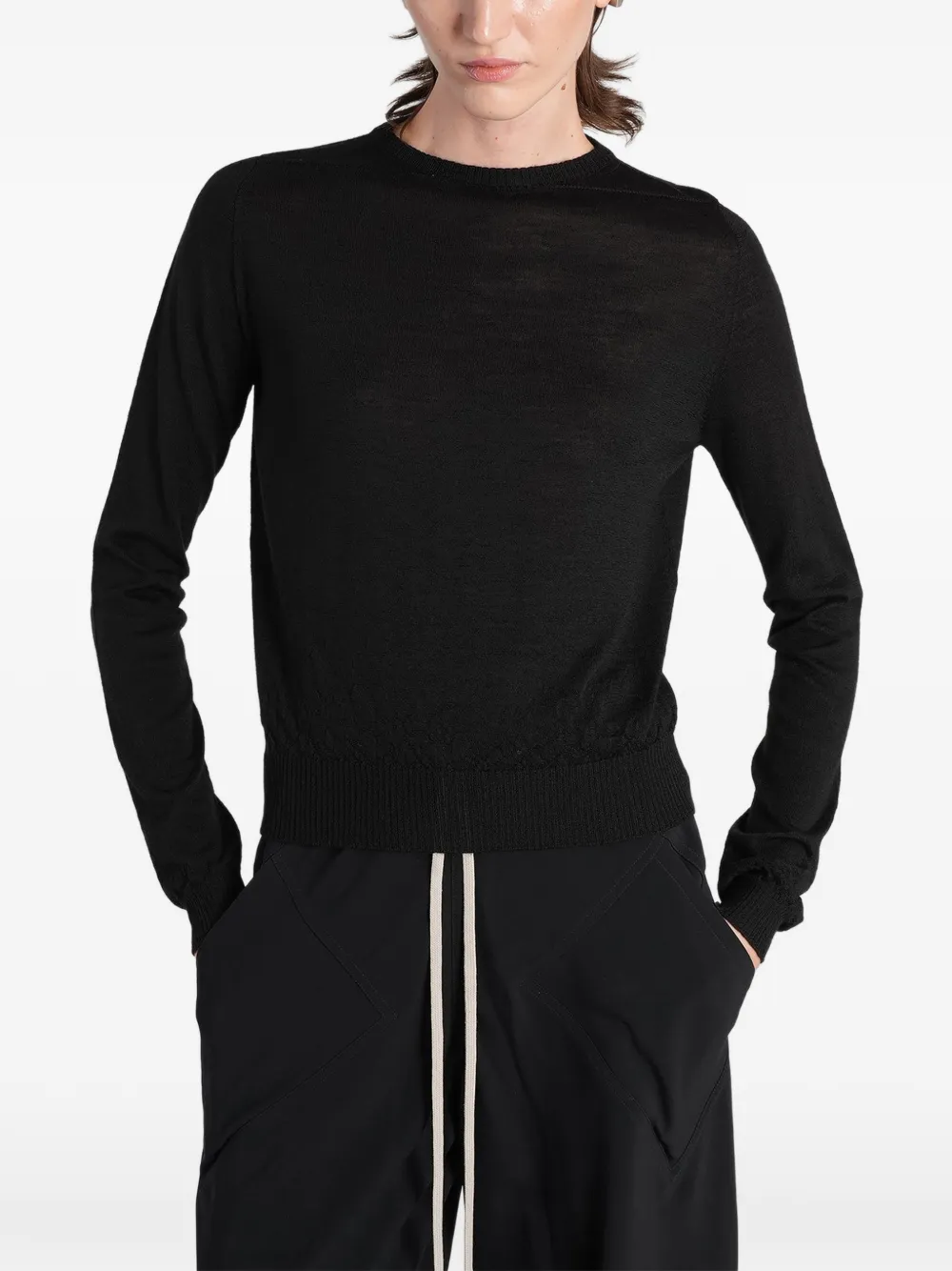 Rick Owens ribbed-trim sweater - Schwarz