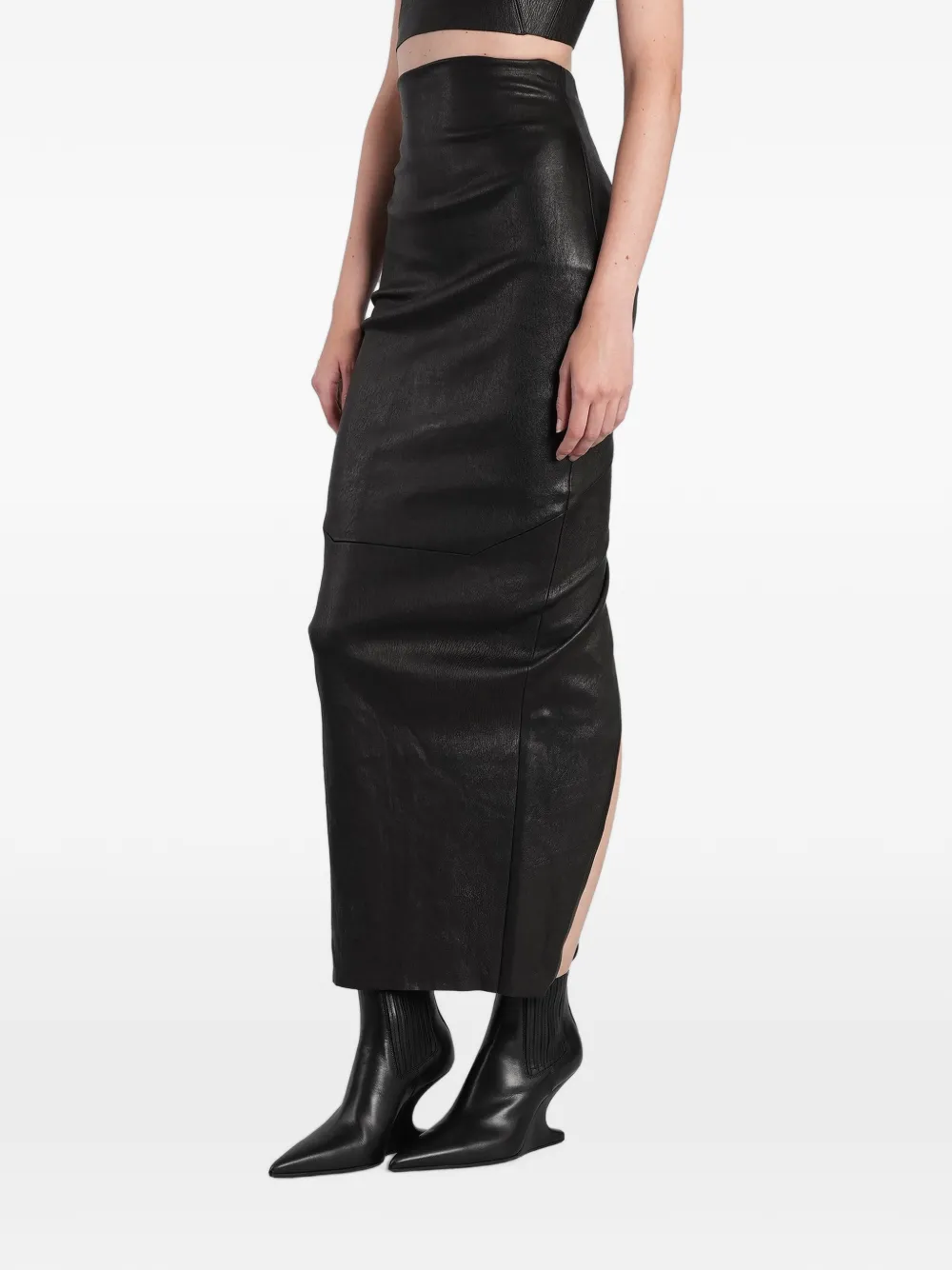Rick Owens Lamsleren maxi-rok met split Zwart
