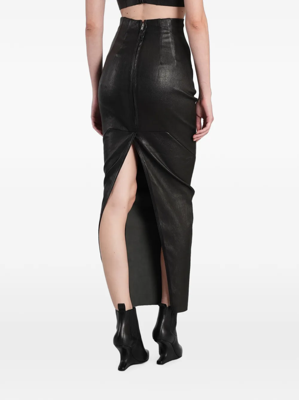 Rick Owens Lamsleren maxi-rok met split Zwart