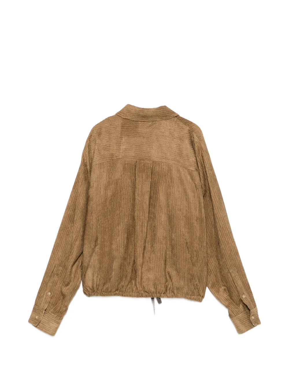 Alysi Ribfluwelen blouse met trekkoord Bruin