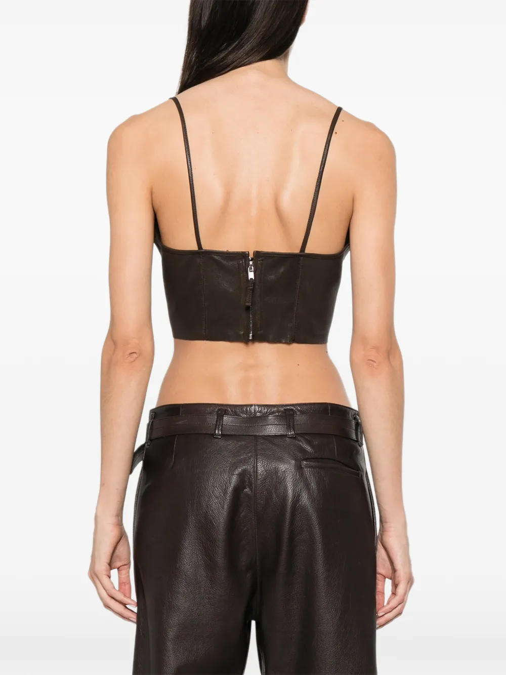 Rick Owens Leren cropped top Bruin