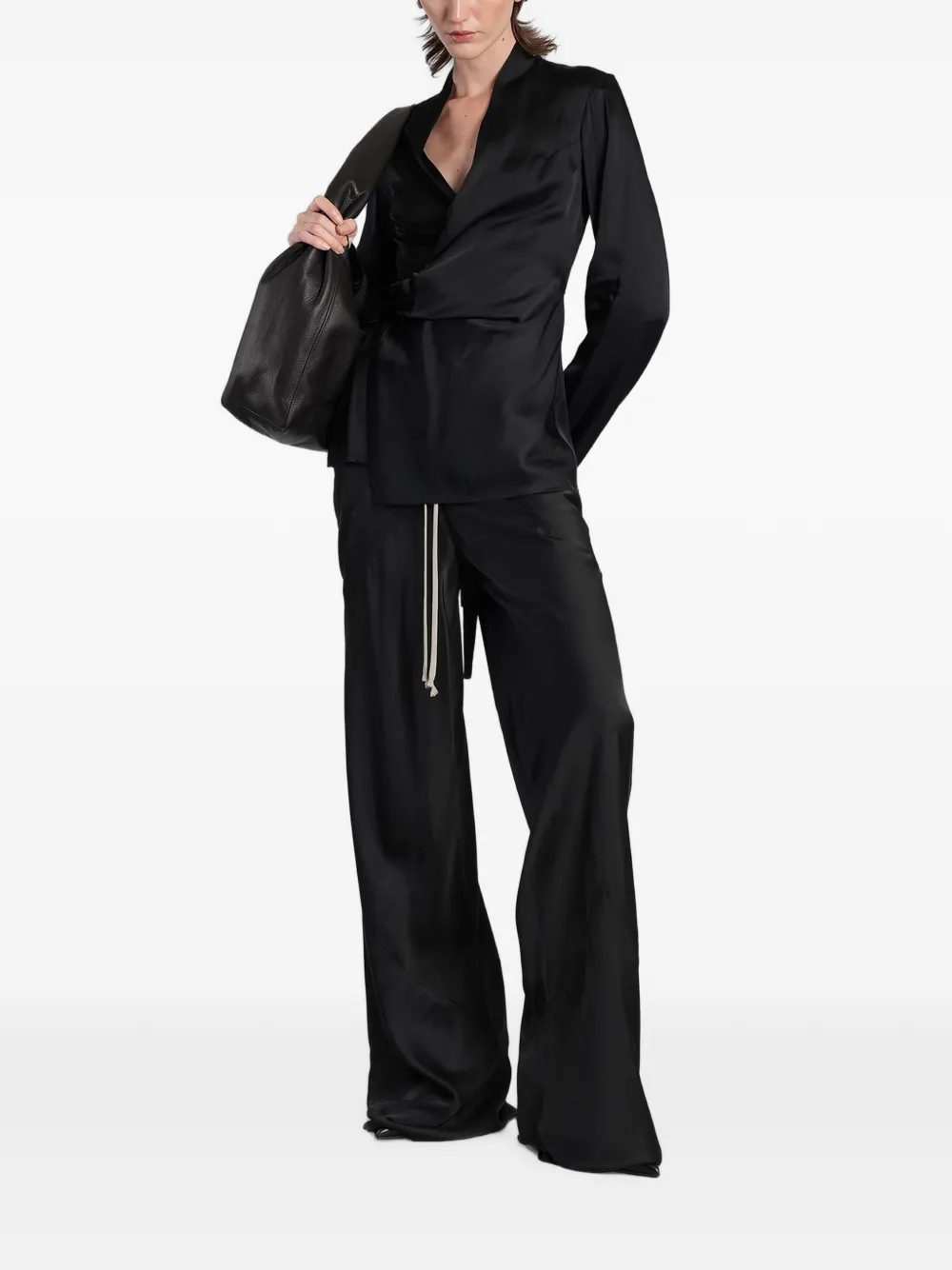 Rick Owens Broek met wijde pijpen en trekkoord Zwart