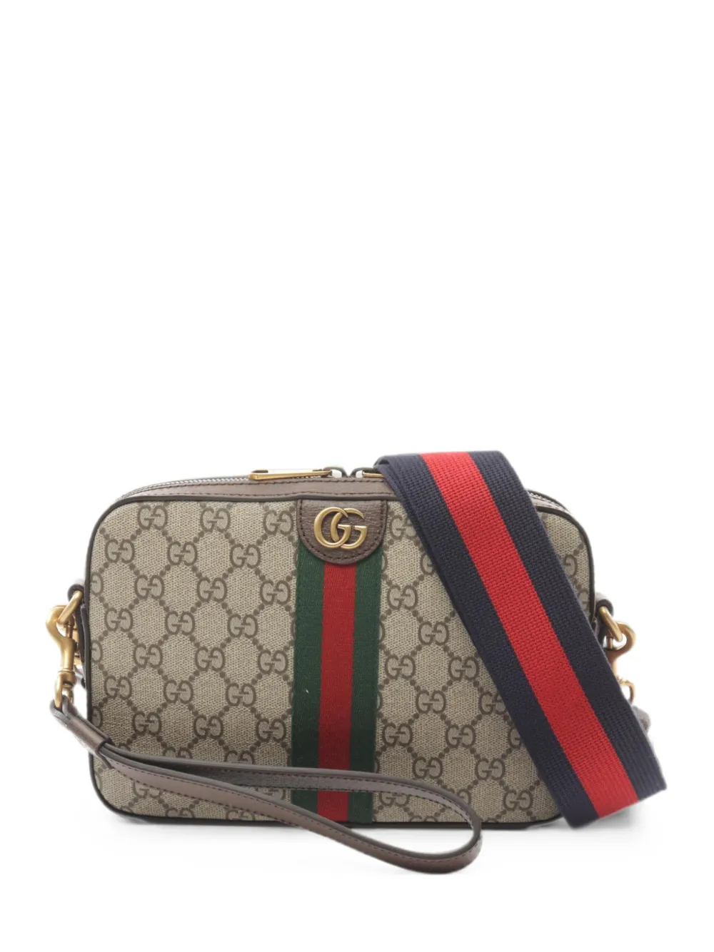 Gucci Pre-Owned 2020s GG canvas Web-stripe cross body bag - Nude