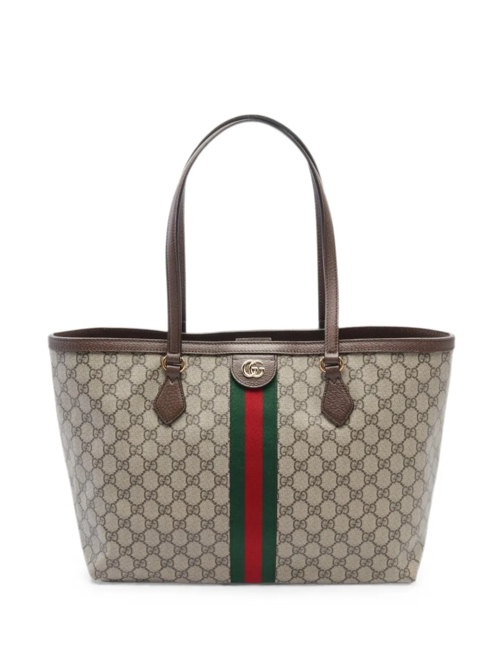 Gucci Pre-Owned 2020s medium GG canvas Web-stripe tote bag - Nude