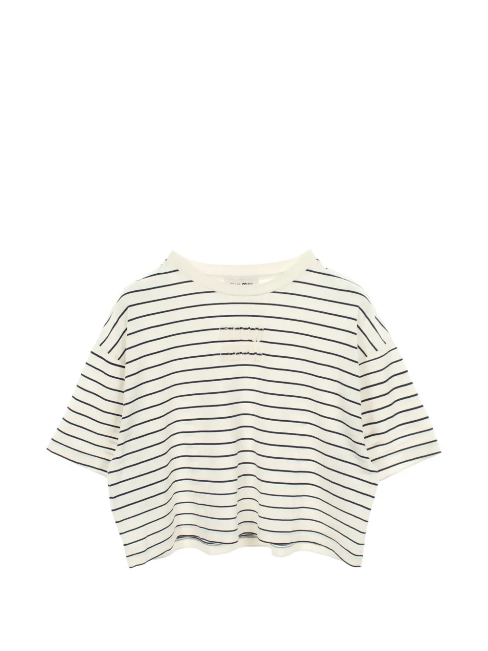 Pre-owned Miu Miu 2010s Logo-patch Cropped T-shirt In 中性色