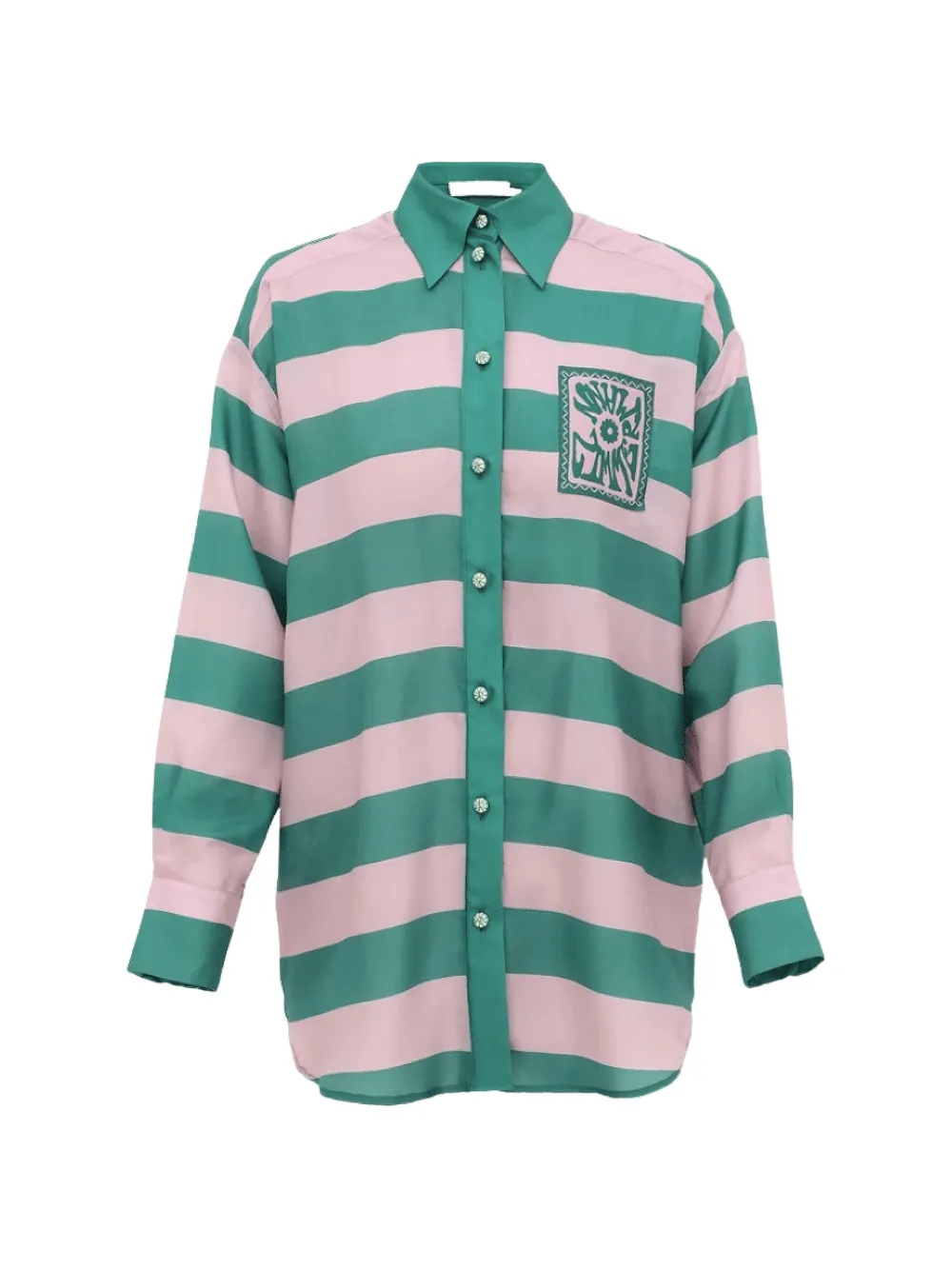 ZIMMERMANN striped patch-detail shirt - Green