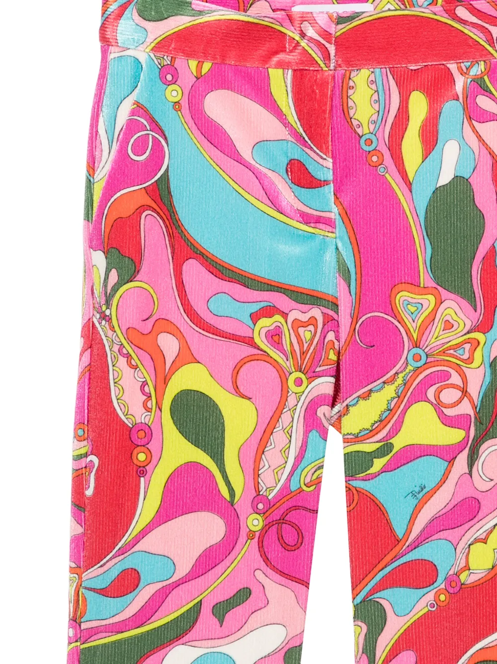 PUCCI Junior Ribfluwelen broek met iride-print Roze