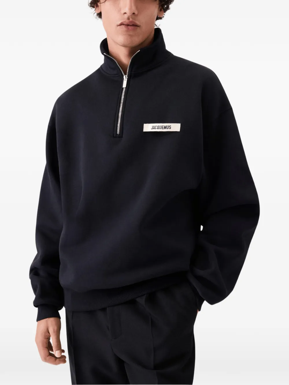 Jacquemus Trui met logopatch en rits Zwart