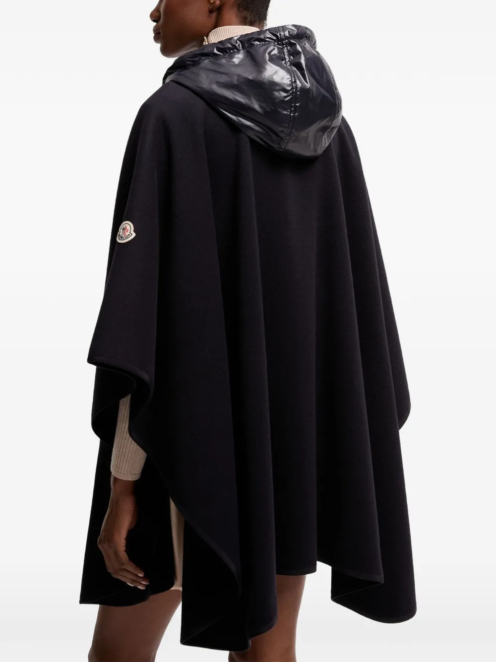 Moncler Cape met capuchon en ceintuur Zwart