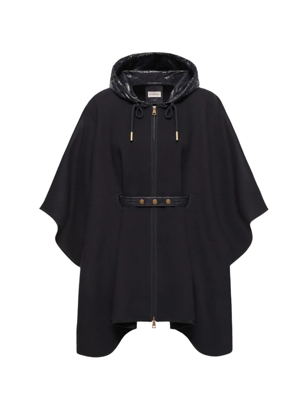 Moncler Cape met capuchon en ceintuur Zwart