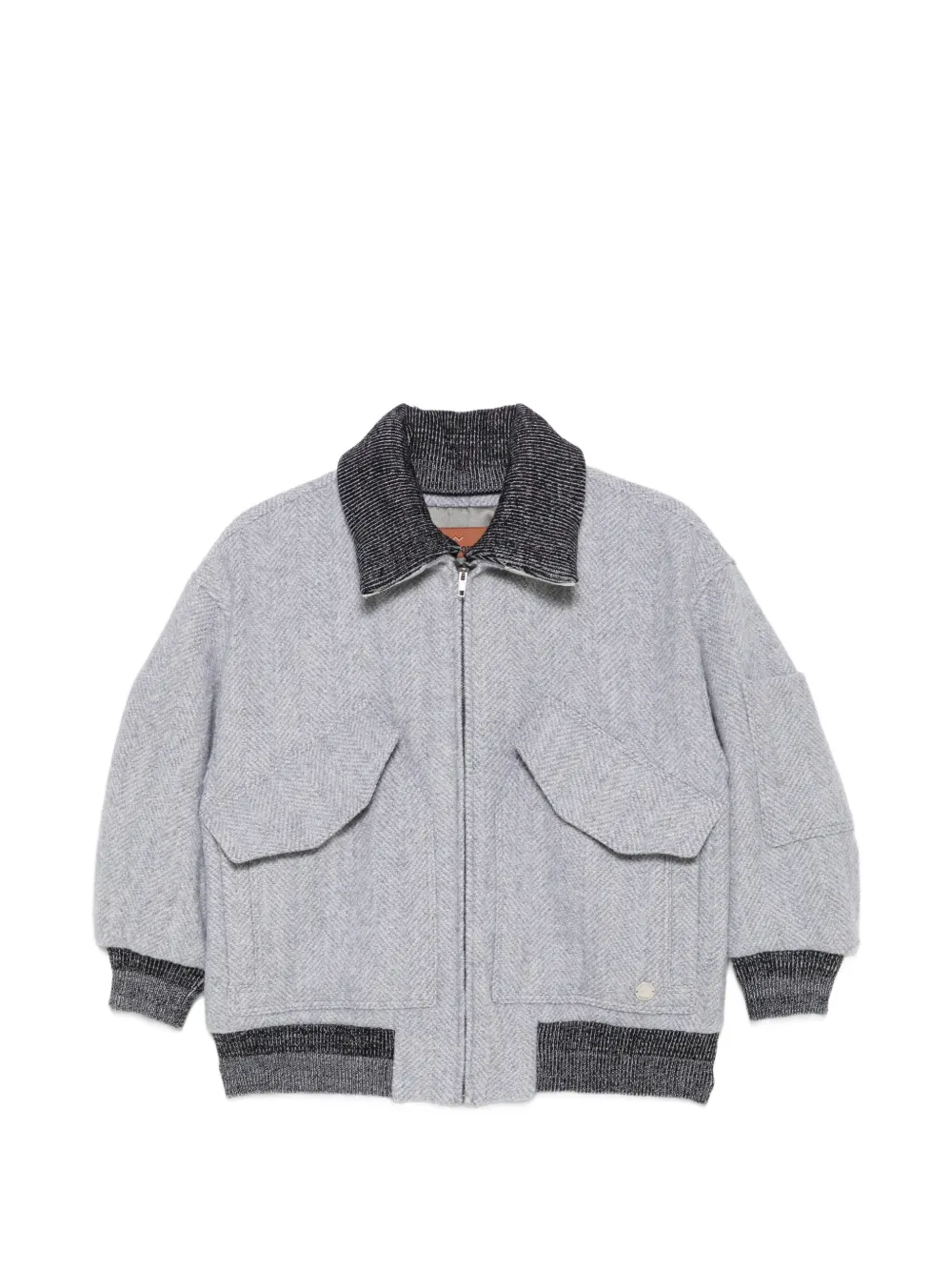 Missoni Kids herringbone-pattern bomber jacket - Grigio