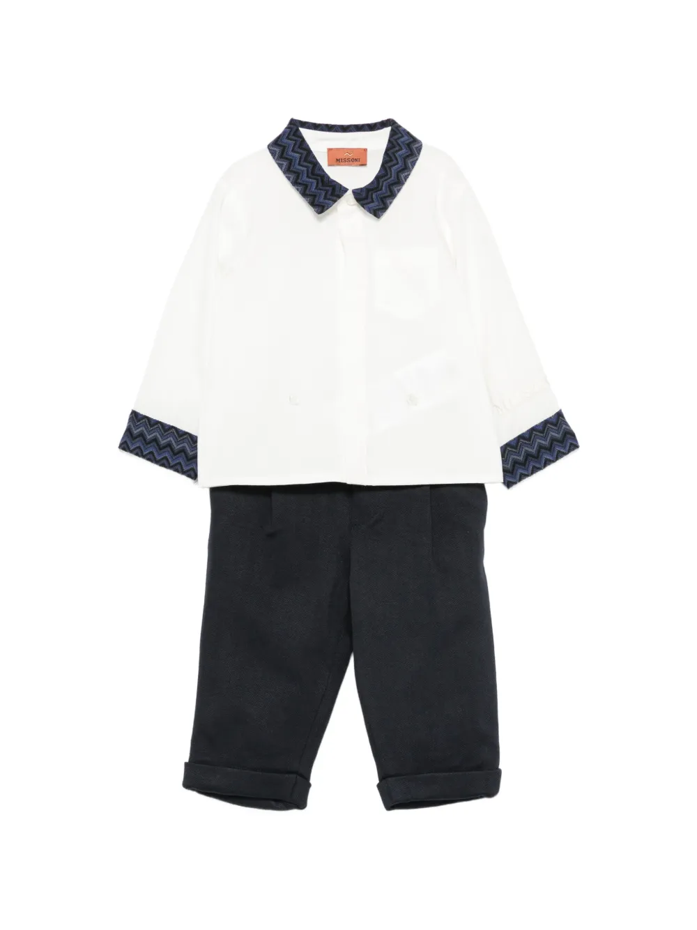 Missoni Kids Zigzag-trim shirt trousers set - Bianco