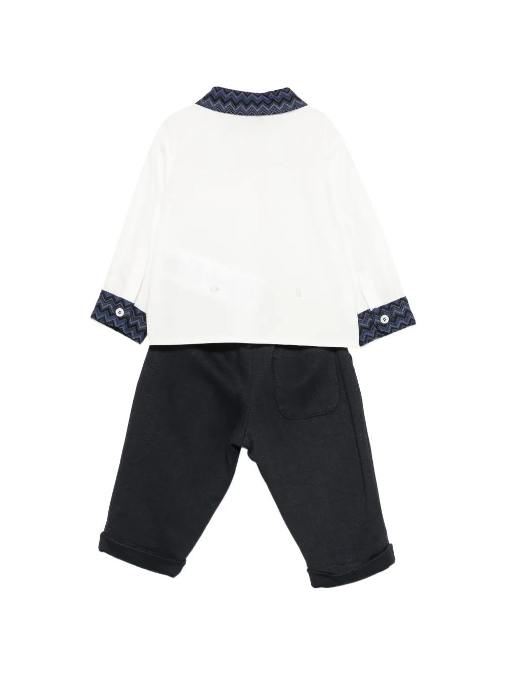 Missoni Kids Shirt en broek set met zigzag-afwerking Wit