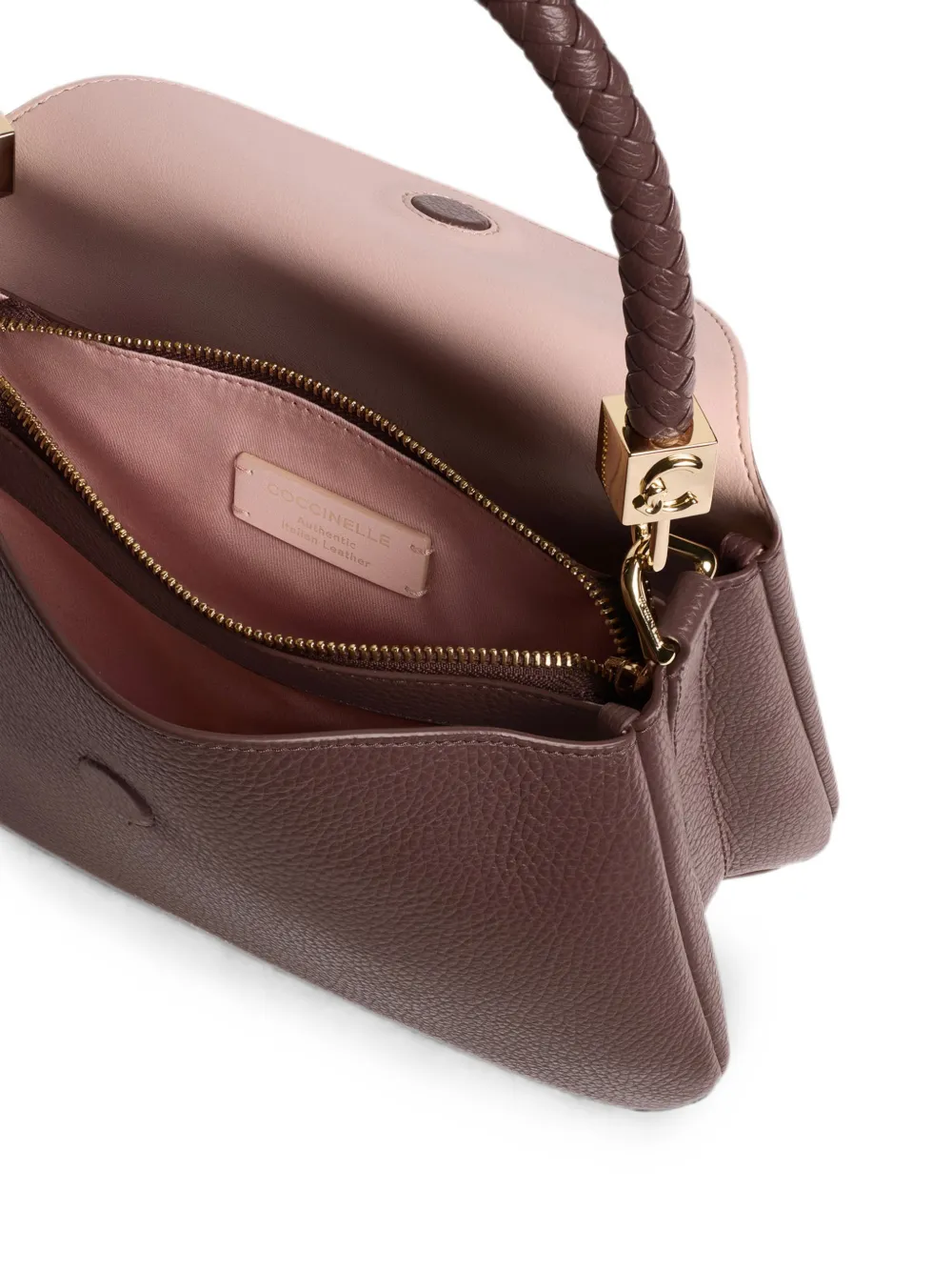 Coccinelle Tiggy shopper van bewerkt leer met gevlochten handvat Bruin
