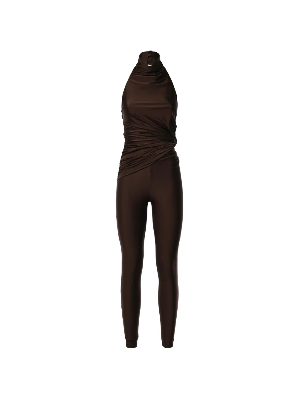 THE ANDAMANE Tatiana draped halterneck jumpsuit - Marrone