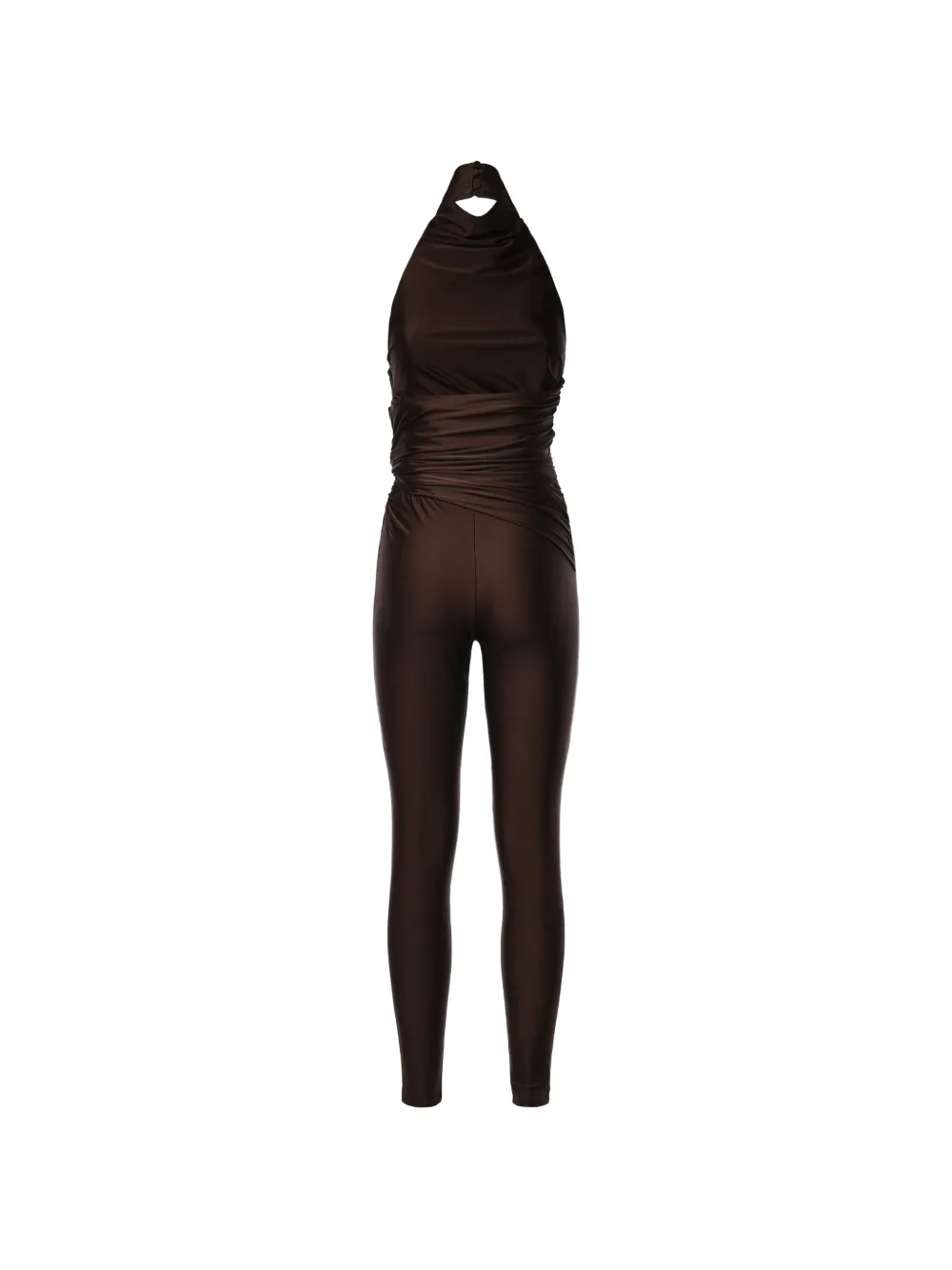 THE ANDAMANE Tatiana gedrapeerde jumpsuit met halternek Bruin