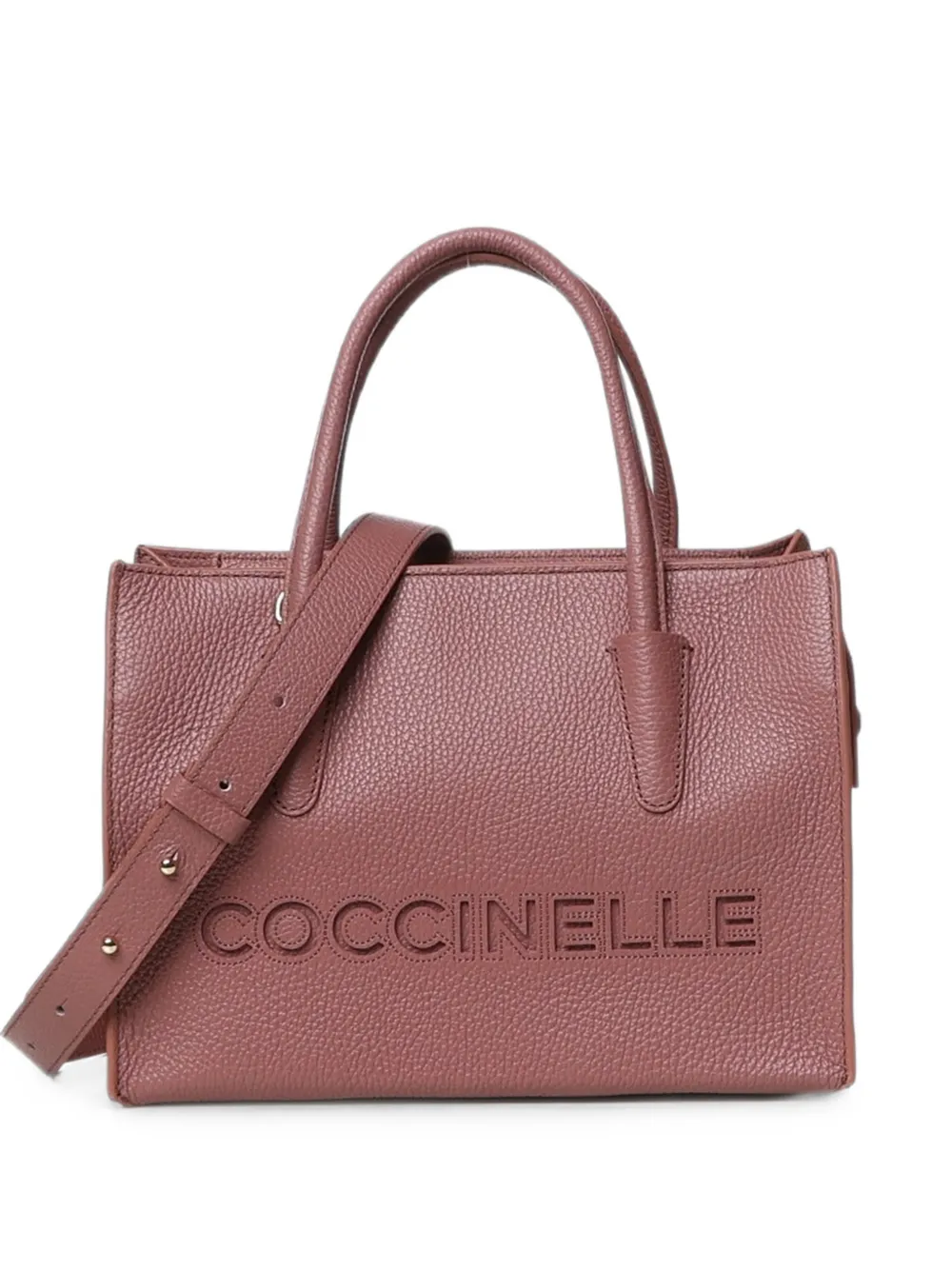 Coccinelle logo-embossed grained leather tote bag - Rosa