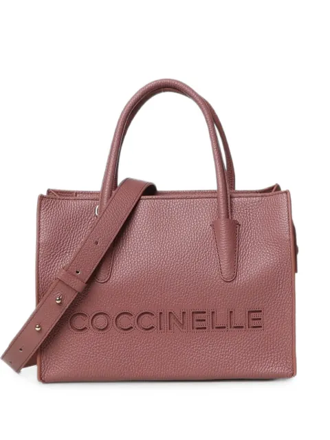 Coccinelle logo-embossed grained leather tote bag